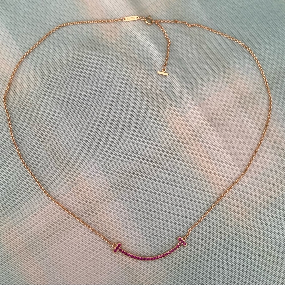 Tiffany T Ruby Smile Necklace in 18k Rose Gold